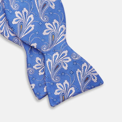 French Blue Paisley Silk Bow Tie Image 1