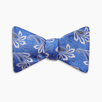 French Blue Paisley Silk Bow Tie Image 3