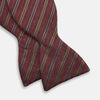 View 2 of product Claret and Green Multi Stripe Silk and Linen Bow Tie