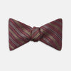 View 1 of product Claret and Green Multi Stripe Silk and Linen Bow Tie