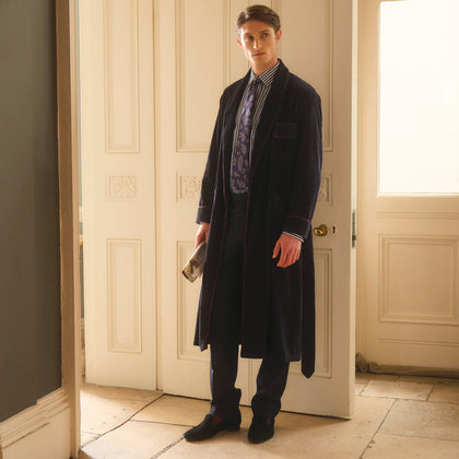 Navy Linen & Cotton Cord Gown Image 7