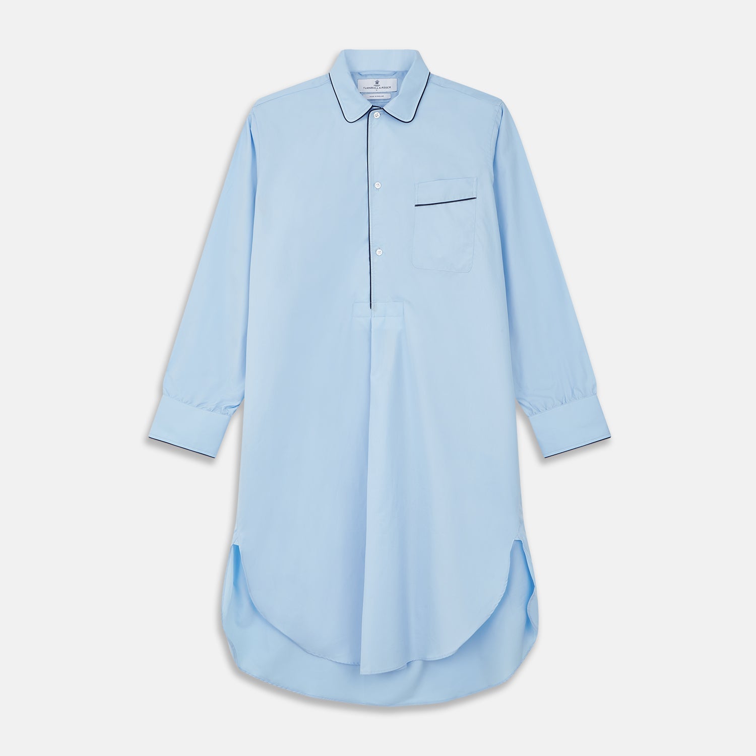 View 1 of product Light Blue Piped Cotton Nightshirt