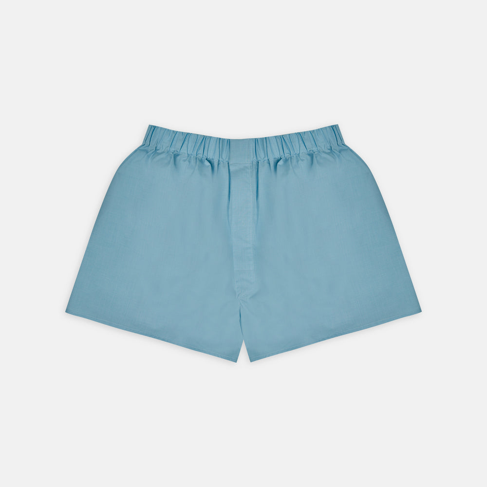 Turquoise Fine Check Cotton Boxer Shorts
