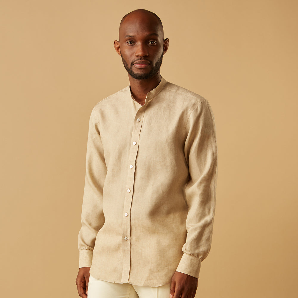Beige Weekend Fit Linen Blake Shirt | Turnbull & Asser Turnbull & Asser US Beige Weekend Fit Linen Blake Shirt | Turnbull & Asser Turnbull & Asser US