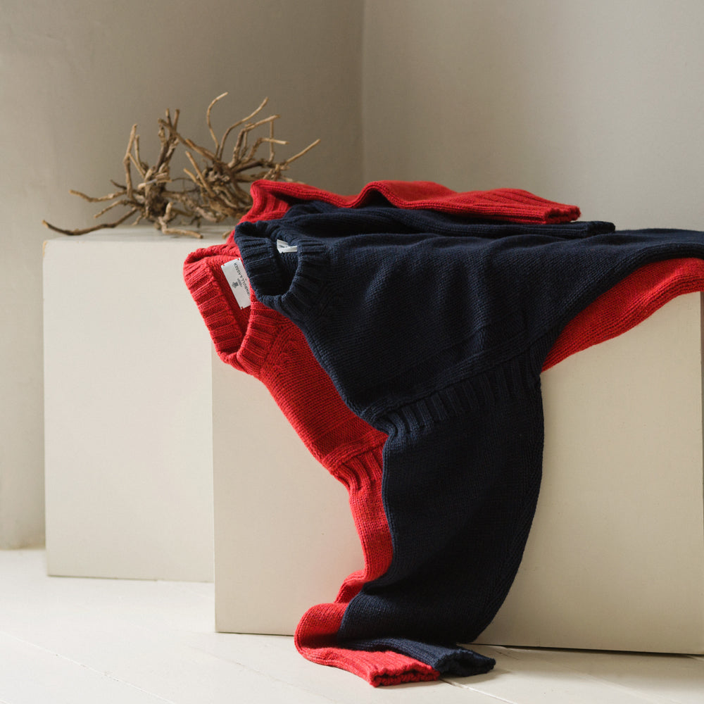 Navy Lewis Guernsey Knitted Jumper