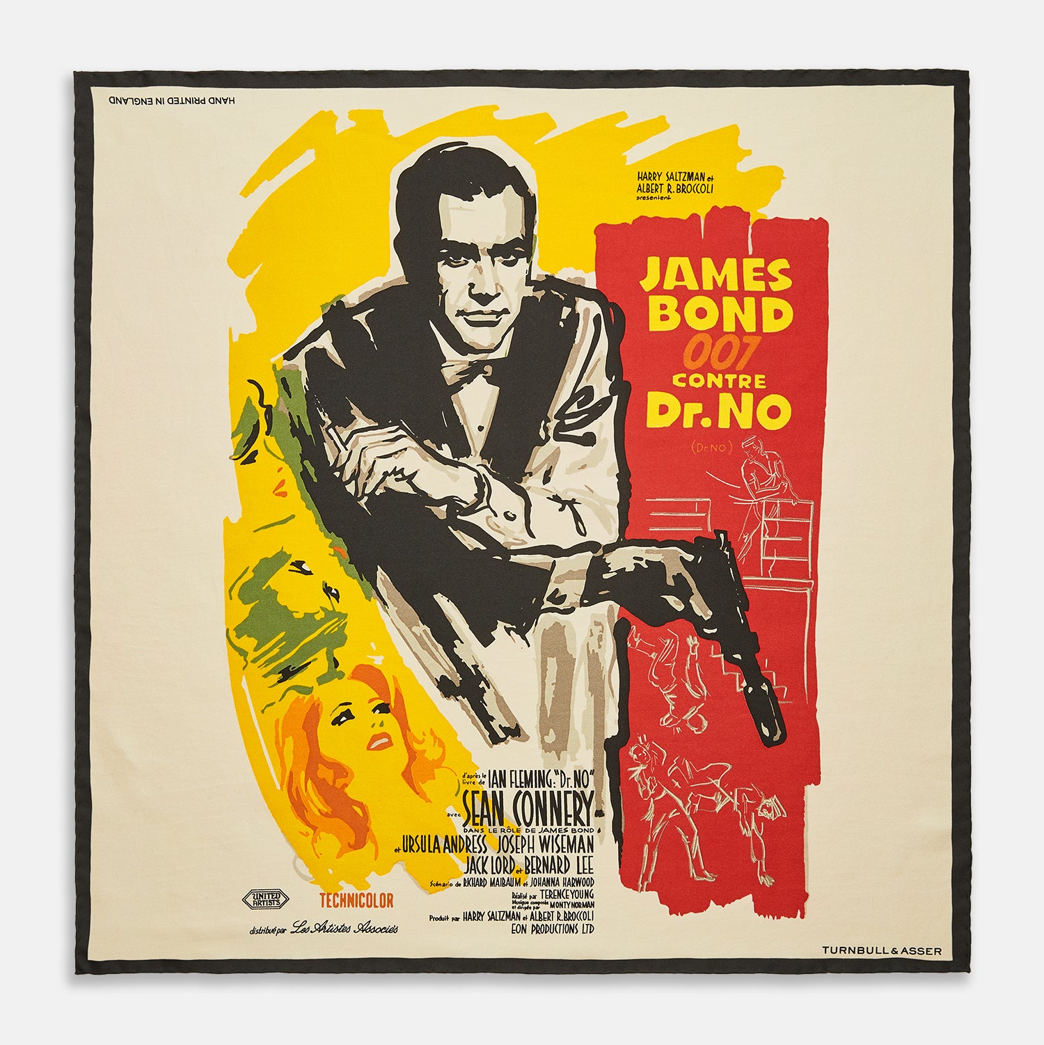 View 1 of product DR. NO Yellow and Blue Poster Silk Pocket Square