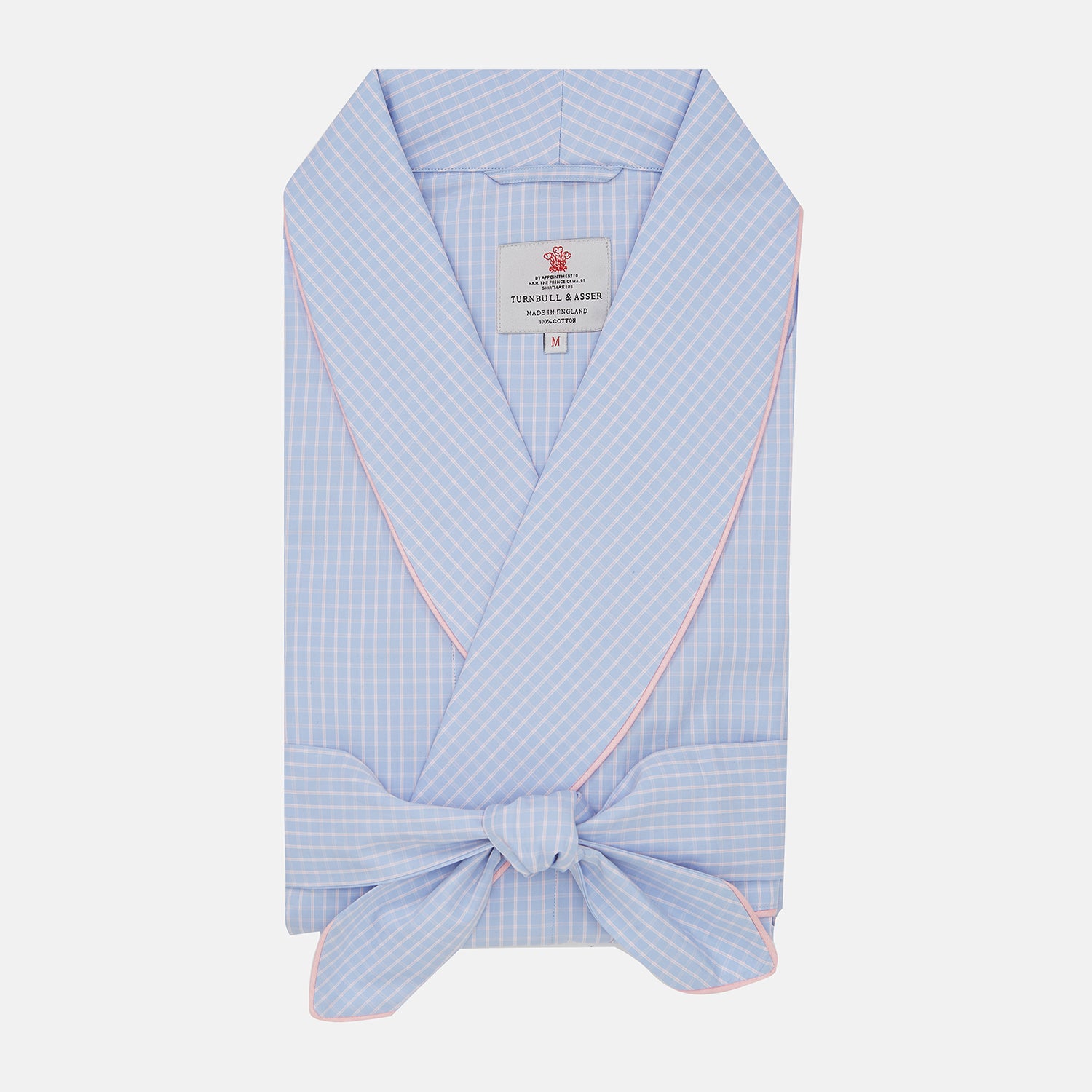 View 1 of product Blue & Pink Poplin Cotton Check Dressing Gown