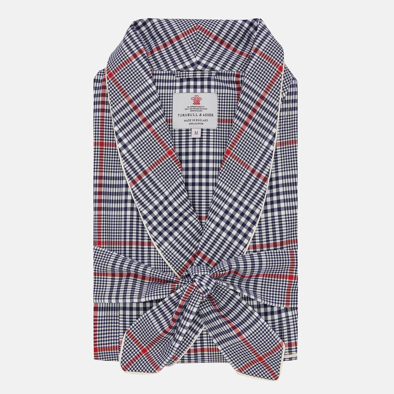View 1 of product Navy and Red Archive Check Cotton Dressing Gown