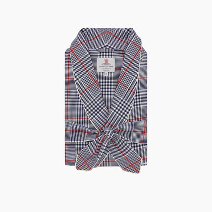 Navy and Red Archive Check Cotton Dressing Gown Image 1