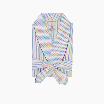 Multi-coloured Twill Cotton Stripe Dressing Gown Image 2