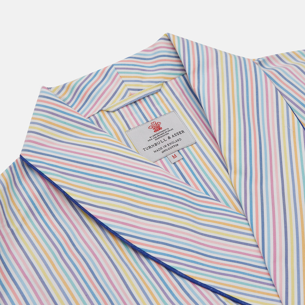 Multi-coloured Twill Cotton Stripe Dressing Gown