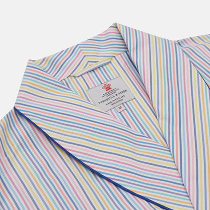 Multi-coloured Twill Cotton Stripe Dressing Gown Image 1