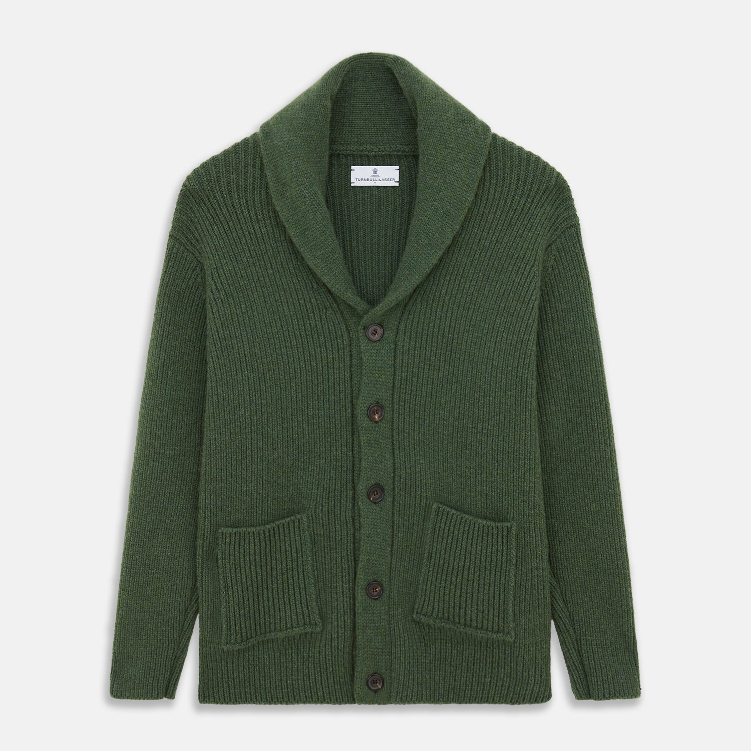 View 1 of product Serpentine Green Ribbed Cashmere Ainsley Cardigan