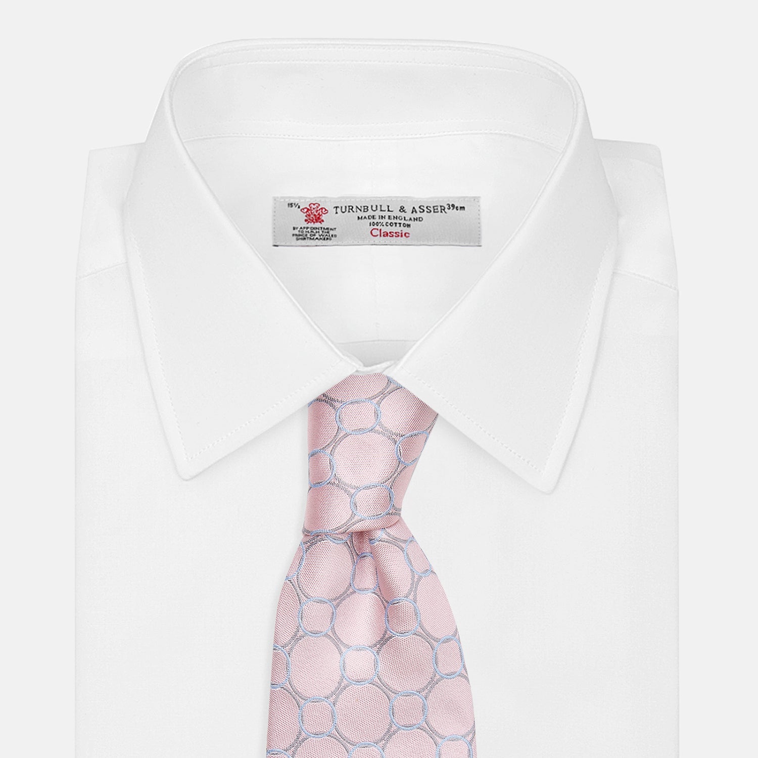 View 4 of product Baby Pink and Blue Circle Jacquard Silk Tie