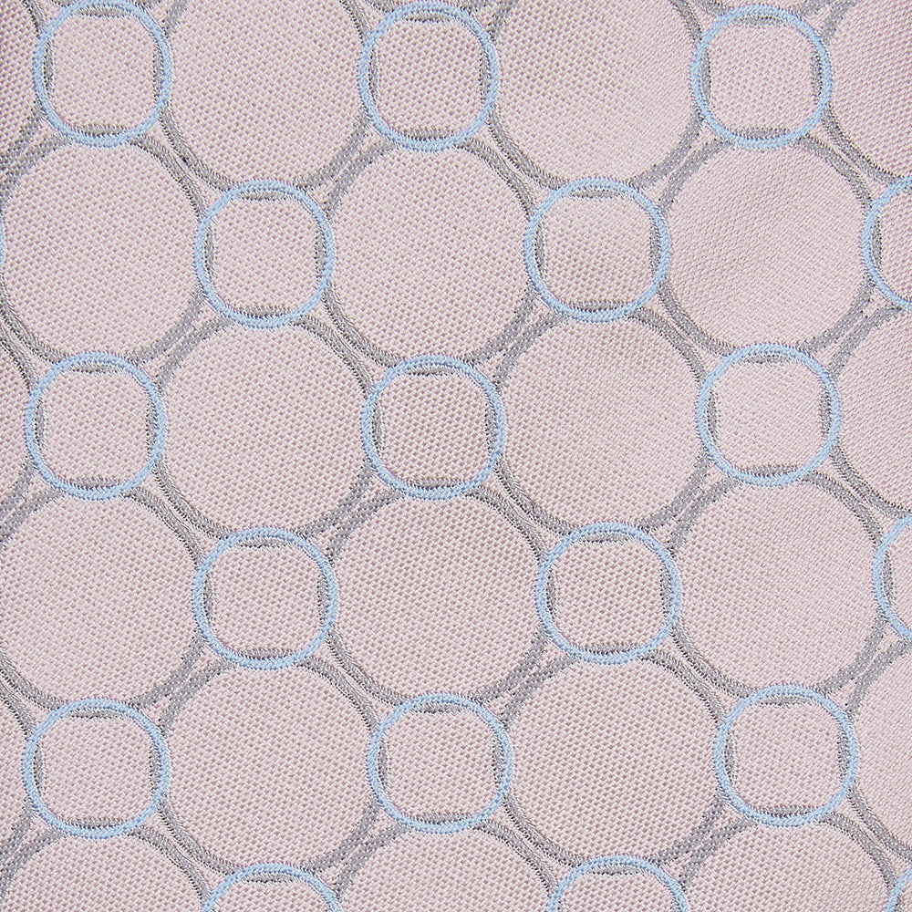 Baby Pink and Blue Circle Jacquard Silk Tie