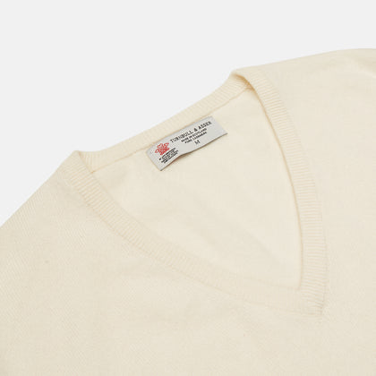 Cream Cashmere V-Neck Jumper