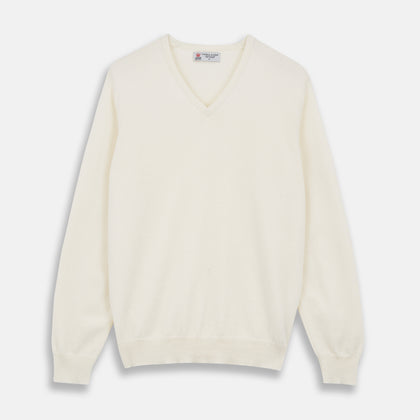 Cream Cashmere V-Neck Jumper