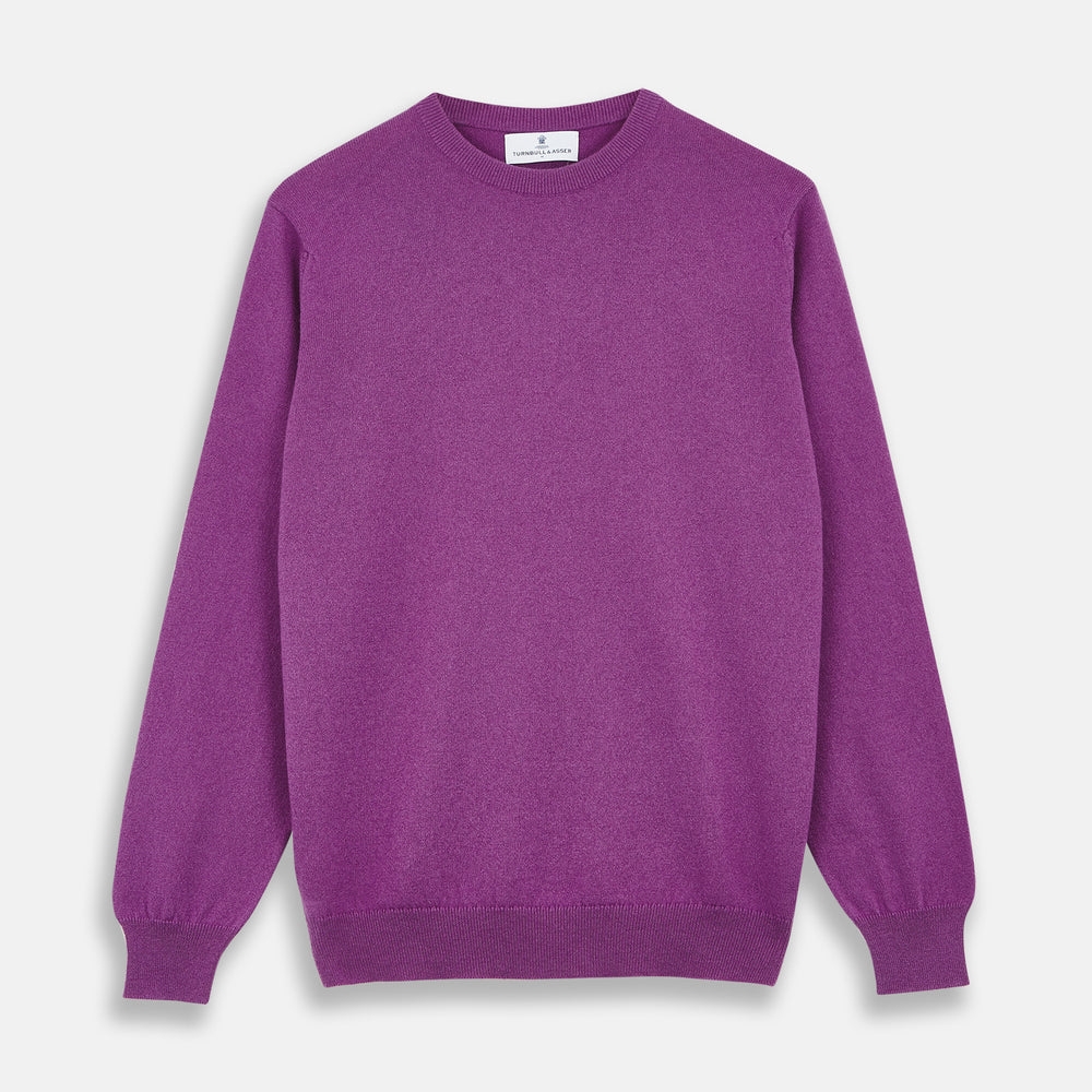 Purple Cashmere Crewneck Sweater | Turnbull & Asser
