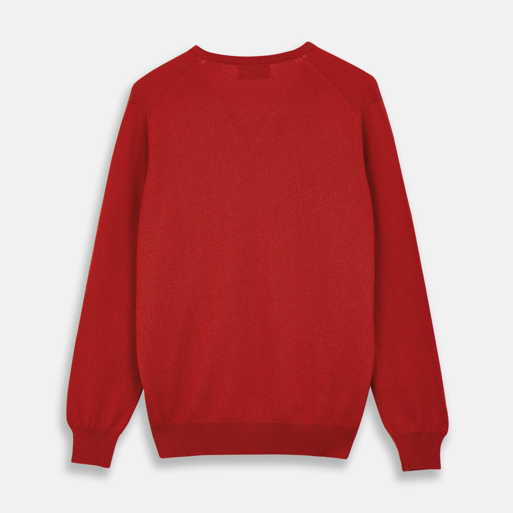 Red Cashmere V-Neck Jumper