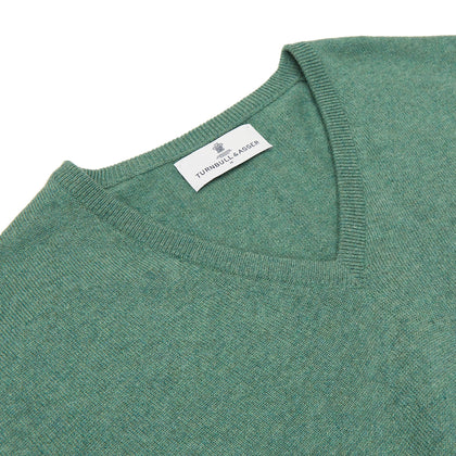 Green Cashmere V-Neck Jumper Image 1