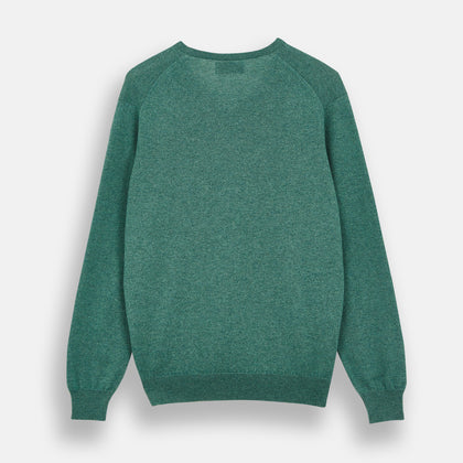 Green Cashmere V-Neck Jumper Image 2