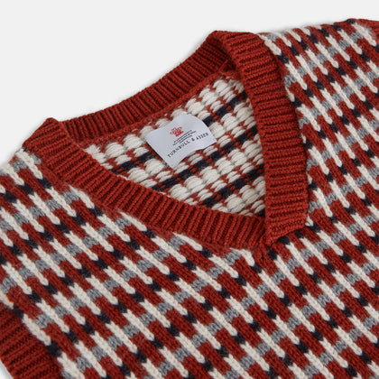 Rust Knitted Cashmere Slipover Image 3