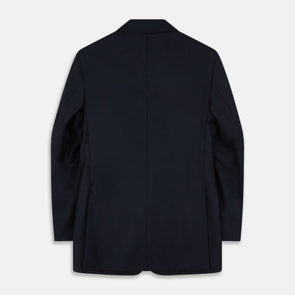 Navy Plain Wool Single Breasted Blazer Image 3