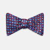 Burgundy and Blue Circle and Spot Silk Bow Tie