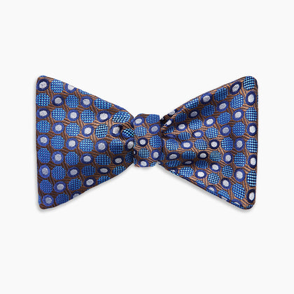 Brown and Blue Circle and Spot Silk Bow Tie Image 3
