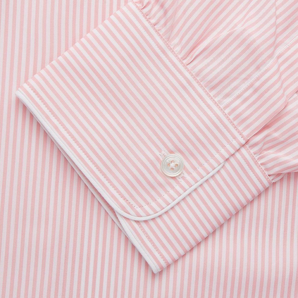 Pink Bengal Stripe Piped Cotton Nightshirt