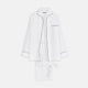 White Herringbone Piped Superfine Cotton Pyjama Set