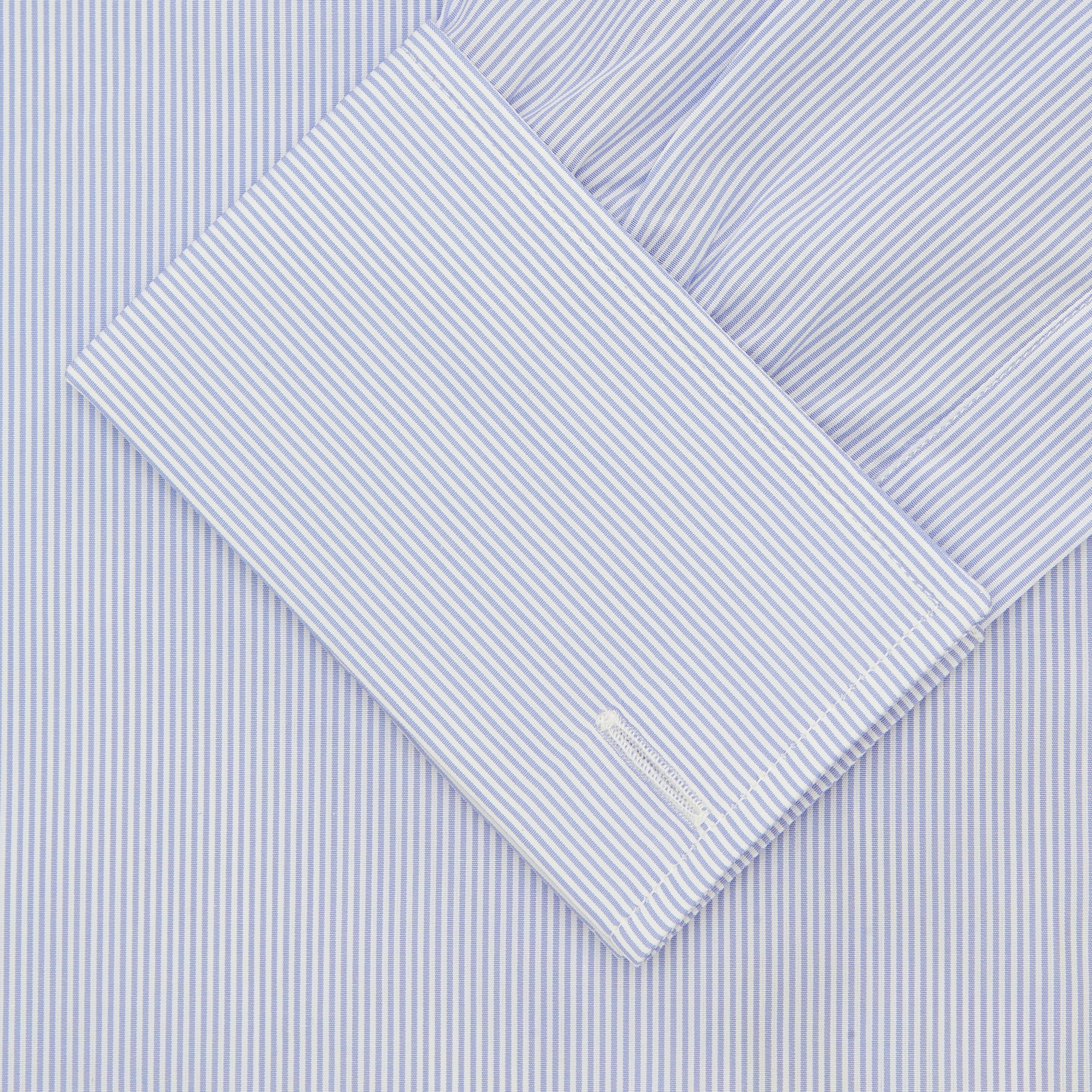 View 2 of product Blue and White Sea Island Quality Cotton Fine Bengal Stripe Shirt with Regent Collar and Double Cuffs