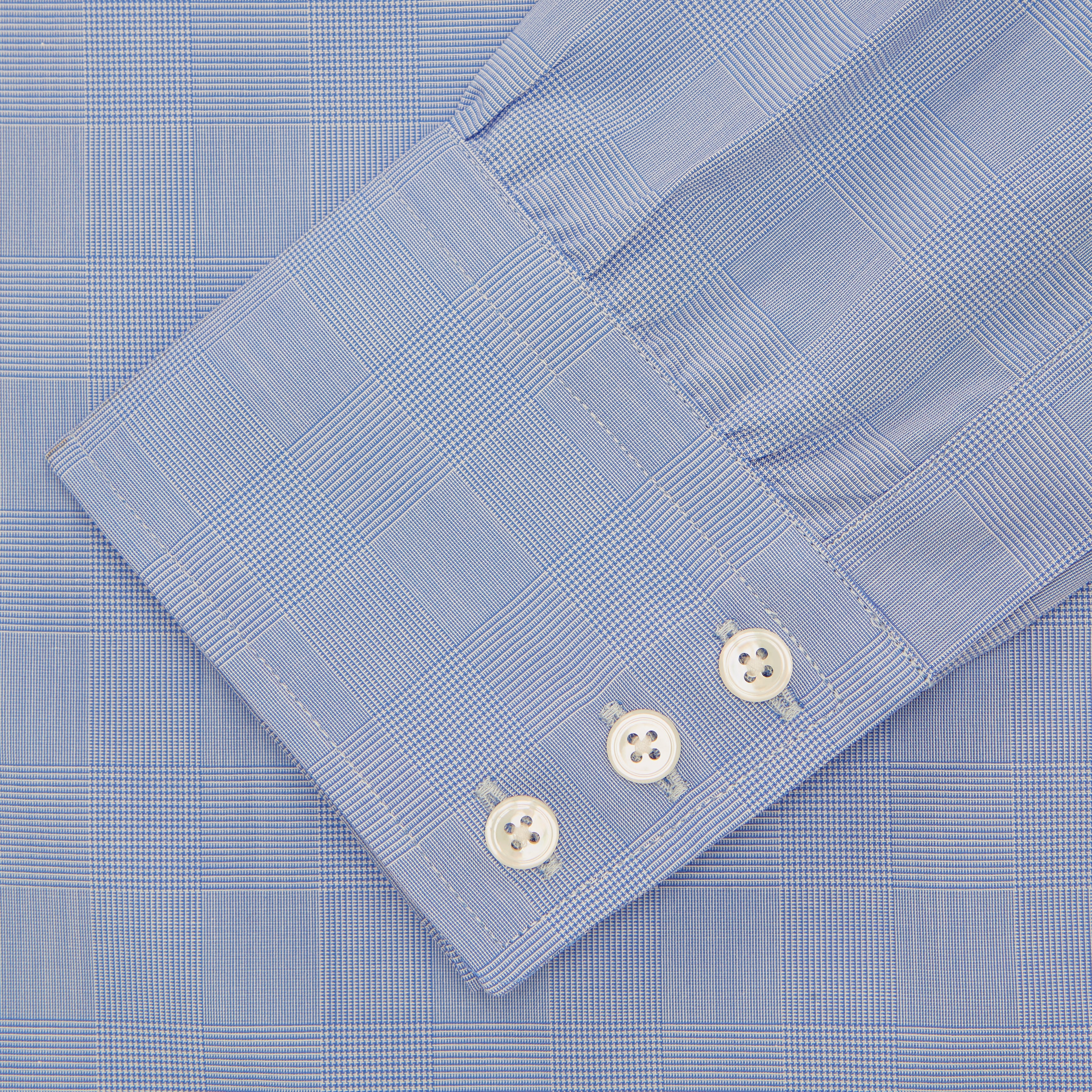 Blue Prince of Wales Check Shirt with Regent Collar and Button Cuffs