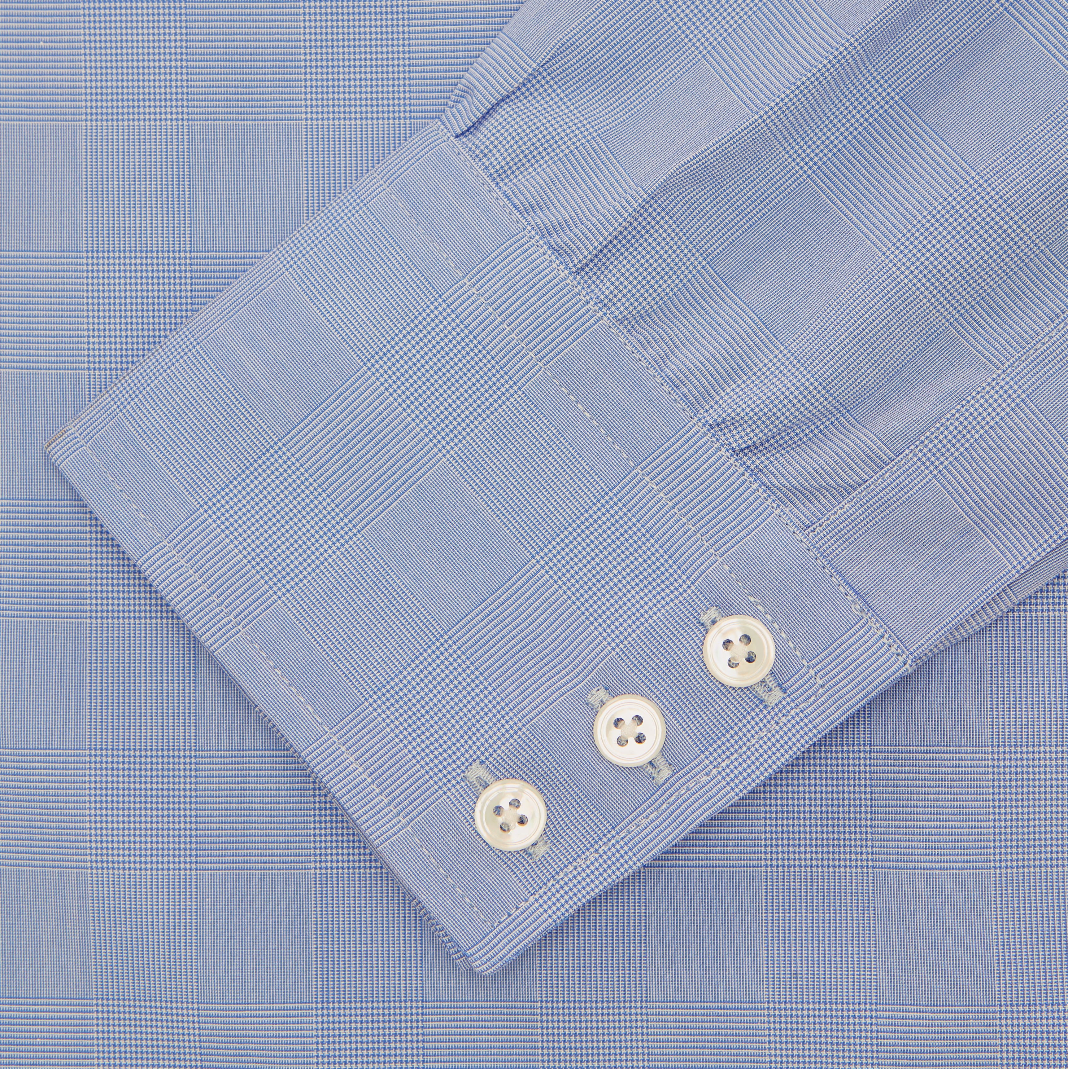 View 2 of product Blue Prince of Wales Check Shirt with Regent Collar and Button Cuffs