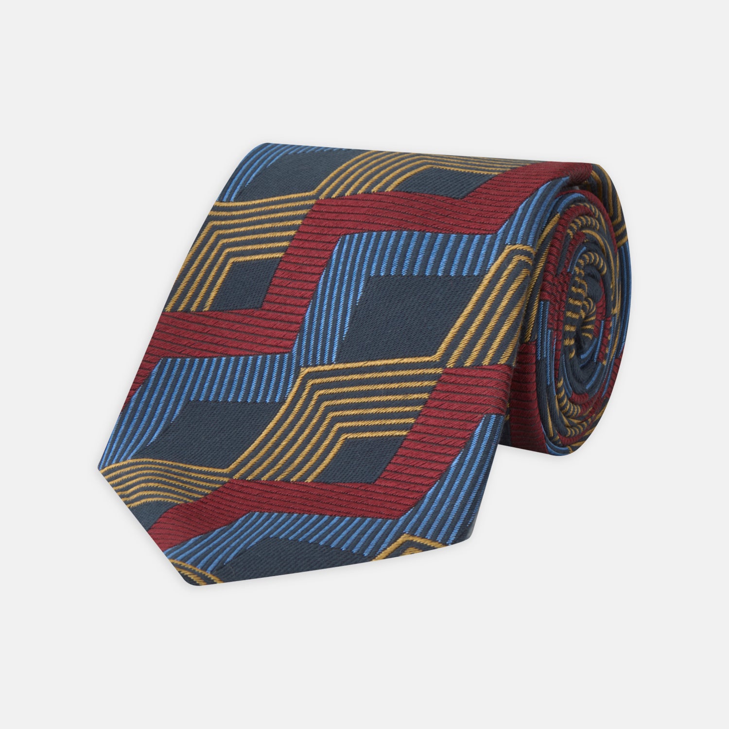 View 1 of product Navy, Red and Gold Zig Zag Silk Tie