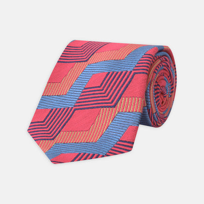 Red and Blue Zig Zag Silk Tie