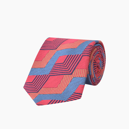 Red and Blue Zig Zag Silk Tie Image 4