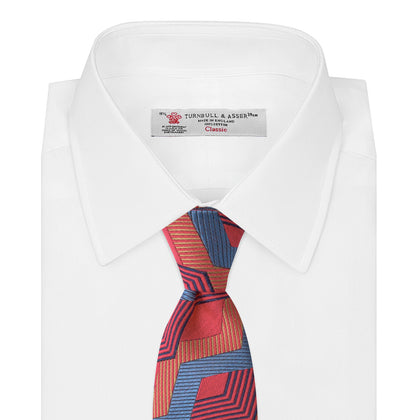 Red and Blue Zig Zag Silk Tie