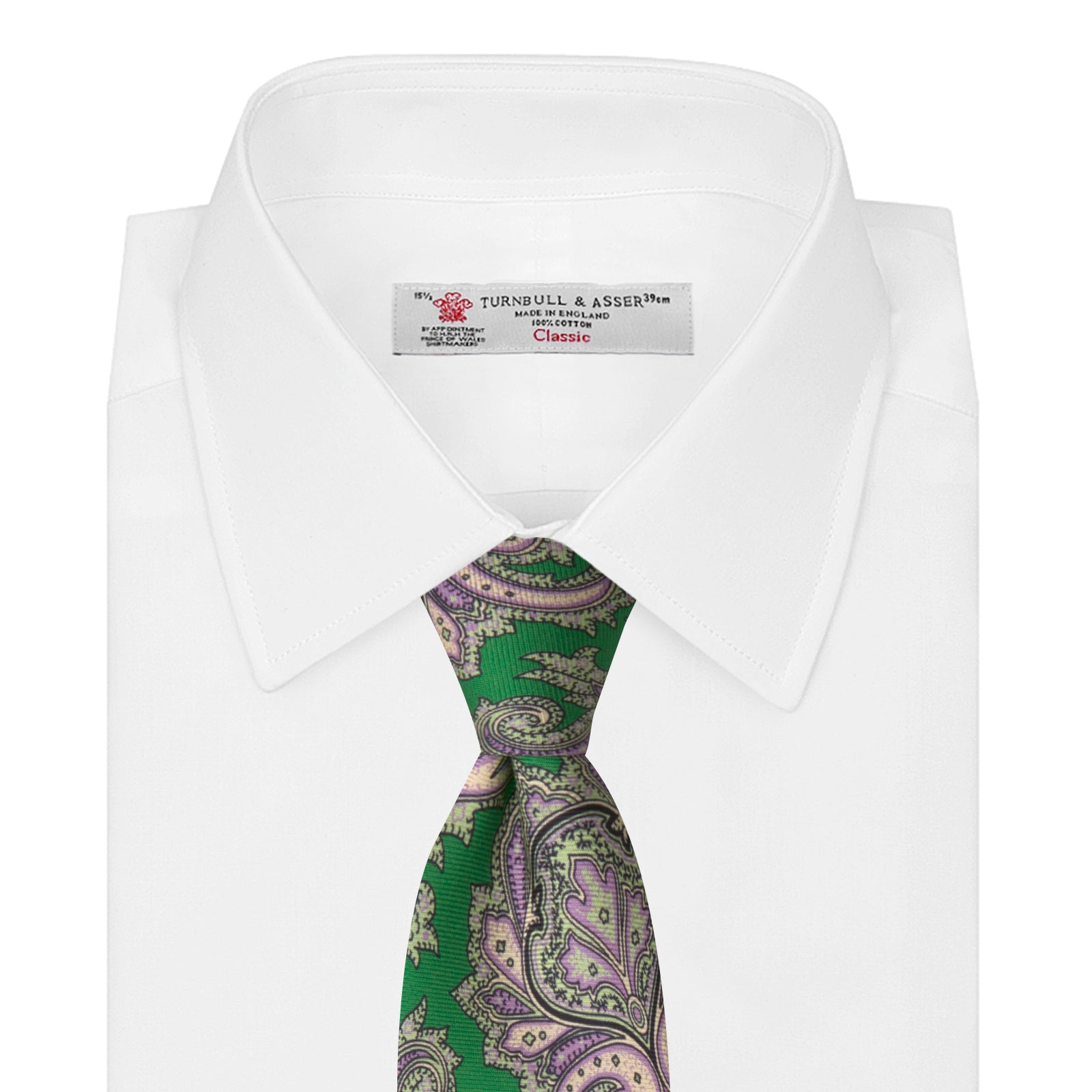 View 2 of product Green and Purple Large Paisley Printed Silk Tie