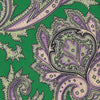 View 3 of product Green and Purple Large Paisley Printed Silk Tie