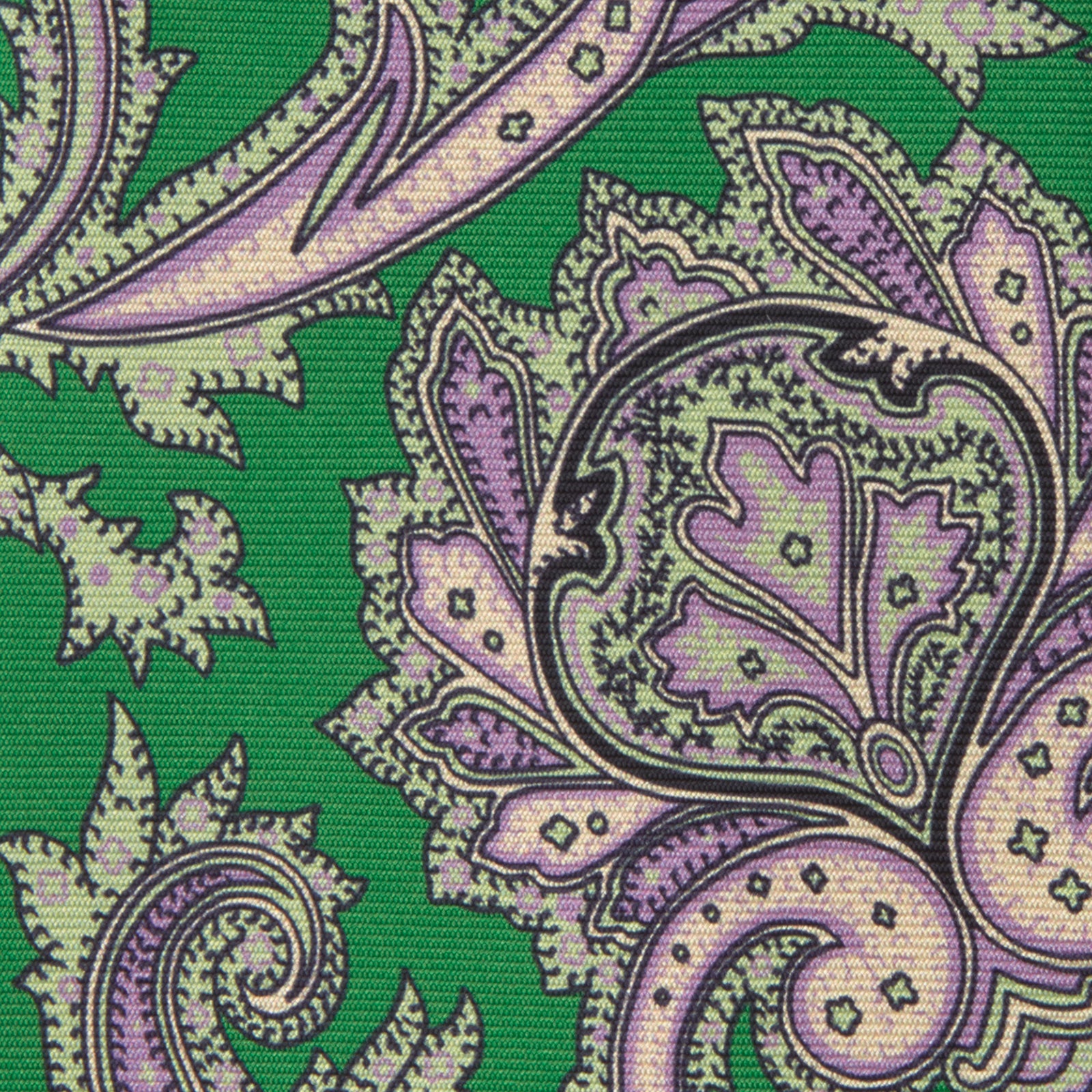 View 3 of product Green and Purple Large Paisley Printed Silk Tie