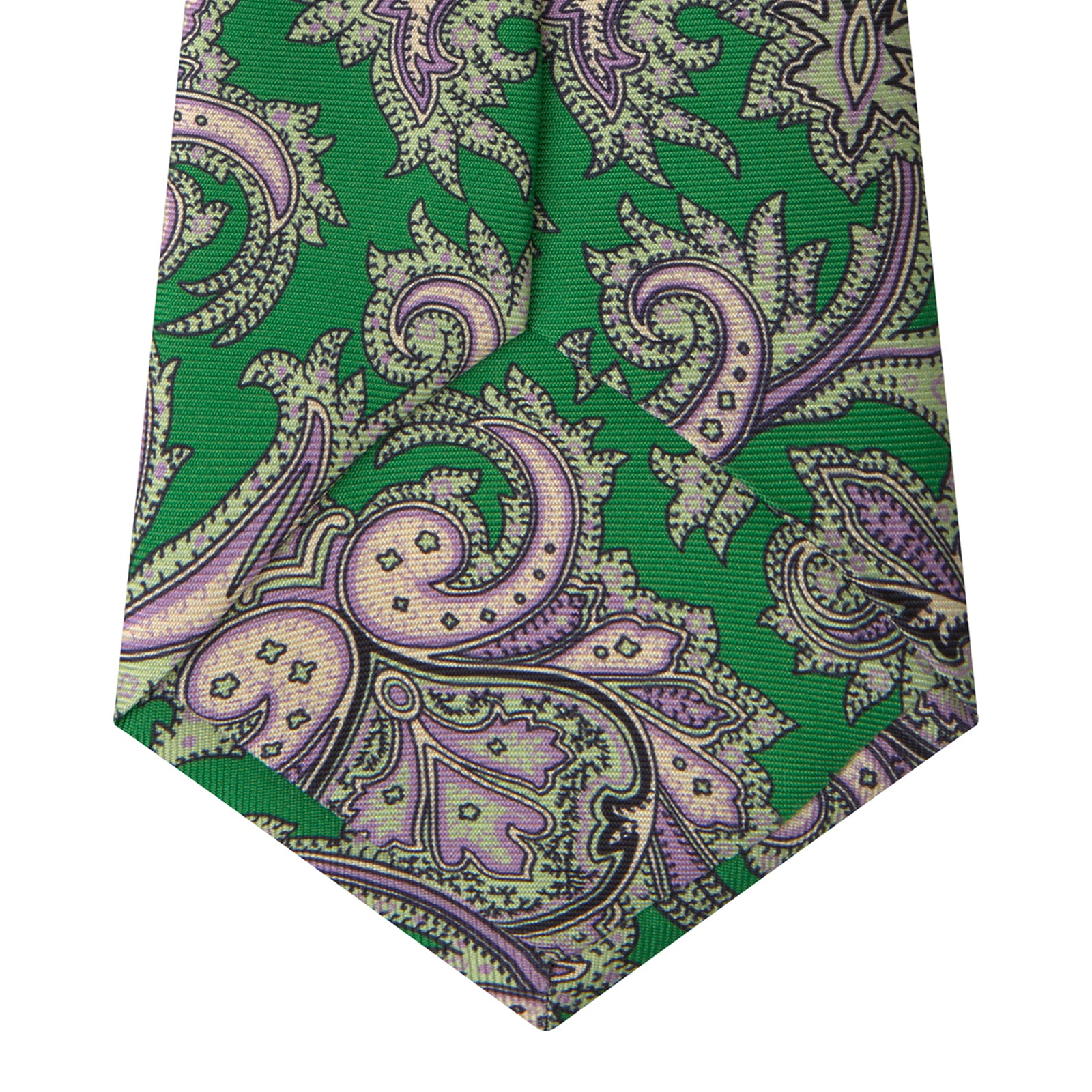 View 4 of product Green and Purple Large Paisley Printed Silk Tie