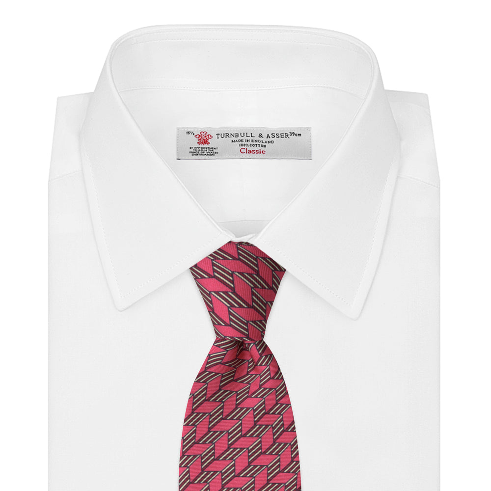 Pink and Red Arrow Printed Silk Tie