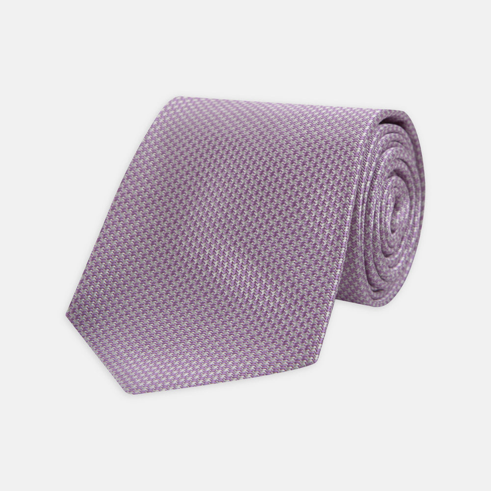 Lilac Houndstooth Silk Tie