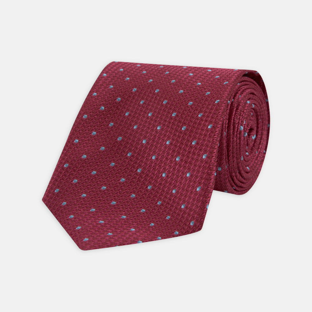strapless open back dress Turnbull & Asser Dark Pink and Blue Spot Lace Silk Tie