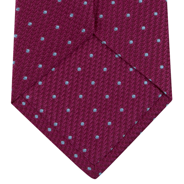 Dark Pink and Blue Spot Lace Silk Tie Image 3