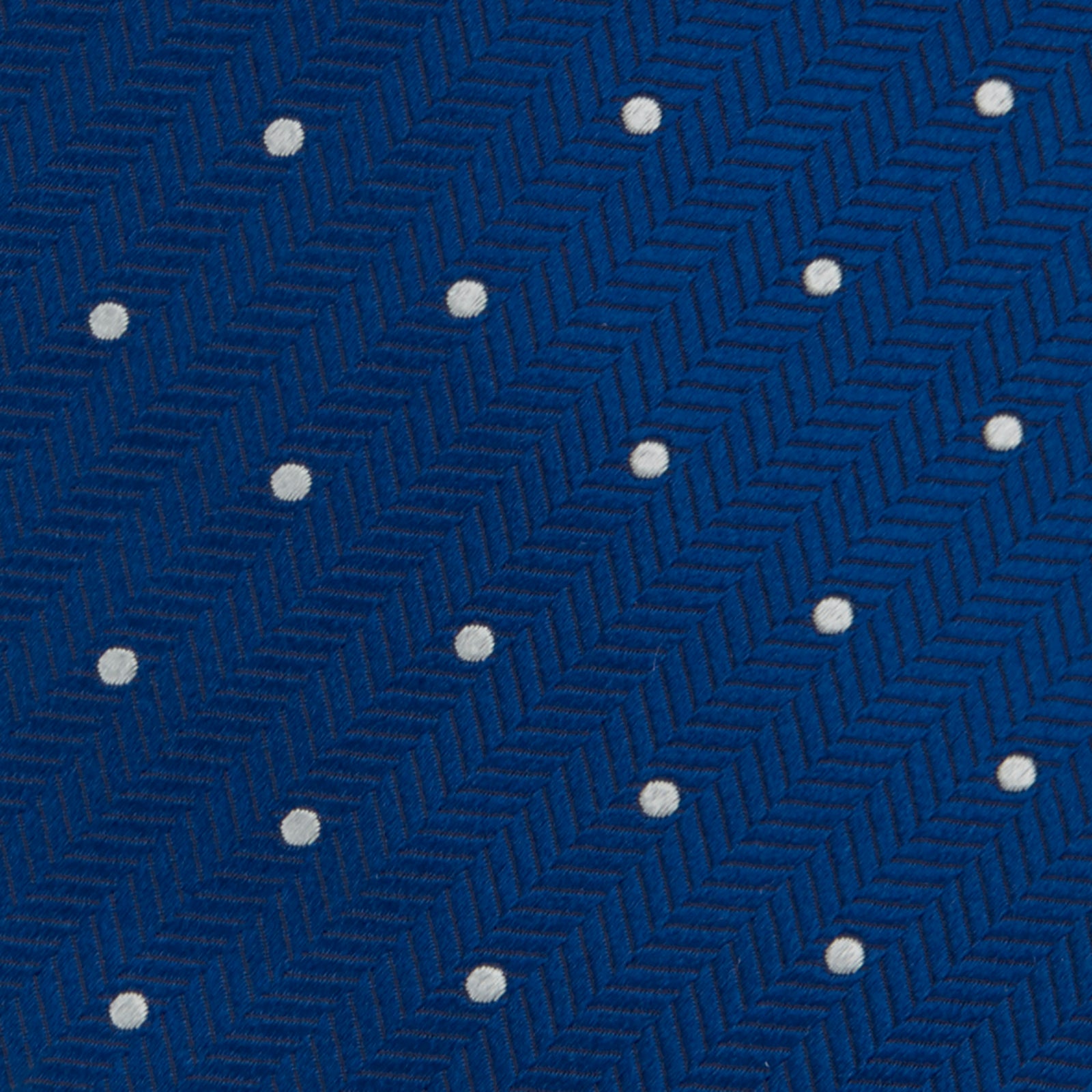 View 3 of product Royal Blue and White Small Spot Herringbone Silk Tie