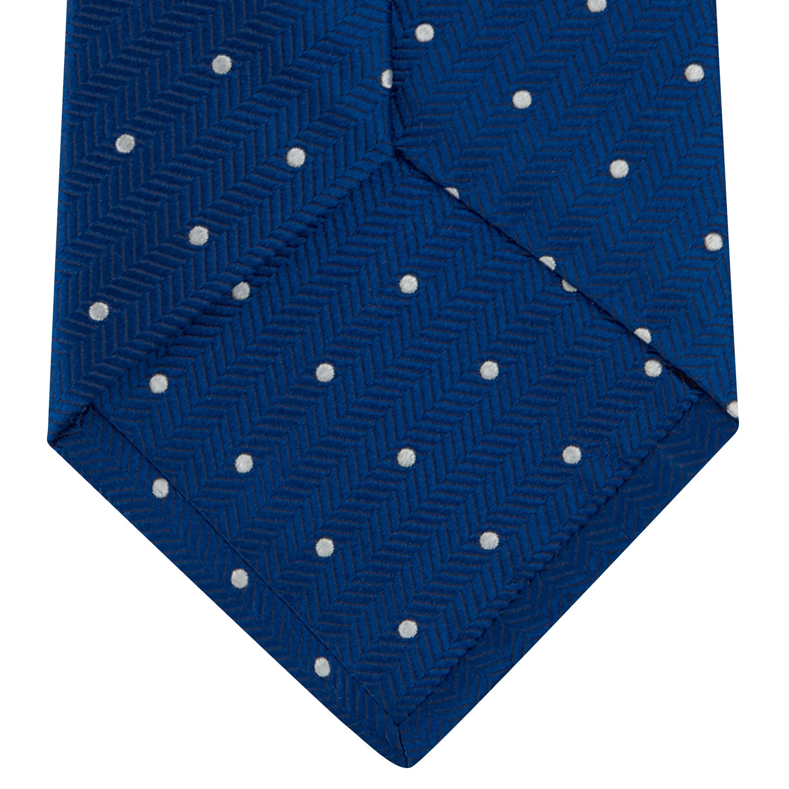 View 4 of product Royal Blue and White Small Spot Herringbone Silk Tie