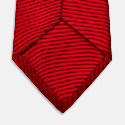 Red Horizontal Twill Silk Tie Image 3