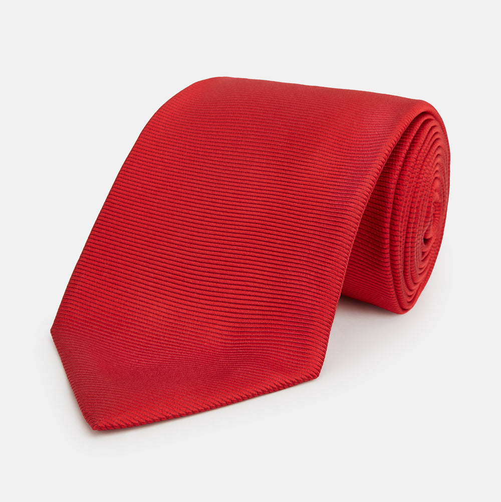 Red Horizontal Twill Silk Tie